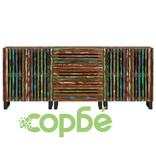 Бюфети, 3 бр, 60x34x75 см, акациево дърво масив ➤ топ цена ➤ sorbe.bg