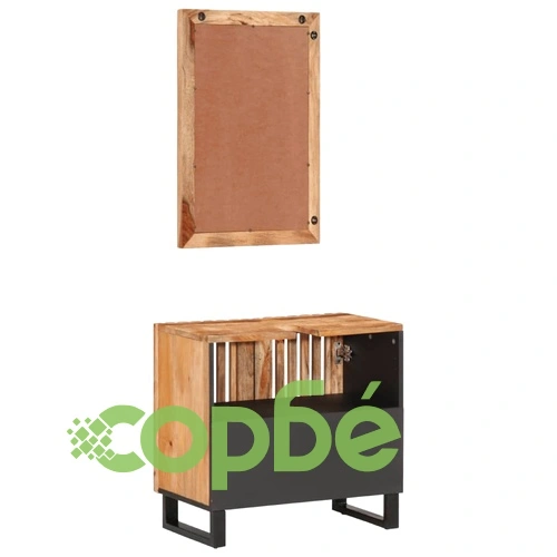 Комплект мебели за баня, 2 части, грубо мангово дърво масив ➤ топ цена ➤ sorbe.bg