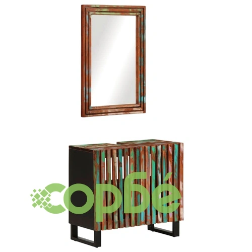 Комплект мебели за баня, 2 части, масивна акациева дървесина ➤ топ цена ➤ sorbe.bg