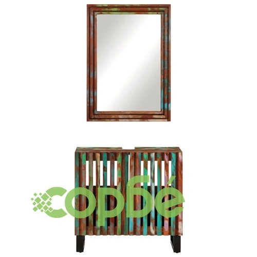 Комплект мебели за баня, 2 части, масивна акациева дървесина ➤ топ цена ➤ sorbe.bg