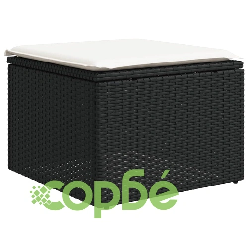 Градински комплект с възглавници, 5 части, черен полиратан ➤ топ цена ➤ sorbe.bg