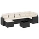 Градински комплект диван с възглавници 8 части черен полиратан