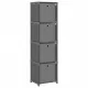 Рафт с 4 кубични отделения с кутии, сив, 69x30x72,5 см, плат
