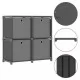 Рафт с 4 кубични отделения с кутии, сив, 69x30x72,5 см, плат