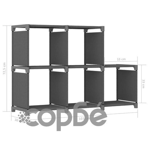 Рафт с 5 кубични отделения, сив, 103x30x72,5 см, плат ➤ топ цена ➤ sorbe.bg