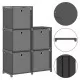 Рафт с 5 кубични отделения с кутии, сив, 103x30x72,5 см, плат
