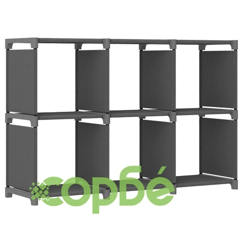 Рафт с 6 кубични отделения, сив, 103x30x72,5 см, плат ➤ топ цена ➤ sorbe.bg