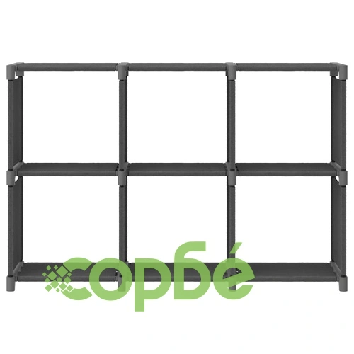 Рафт с 6 кубични отделения, сив, 103x30x72,5 см, плат ➤ топ цена ➤ sorbe.bg