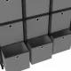 Рафт с 15 кубични отделения с кутии черен 103x30x175,5 см плат