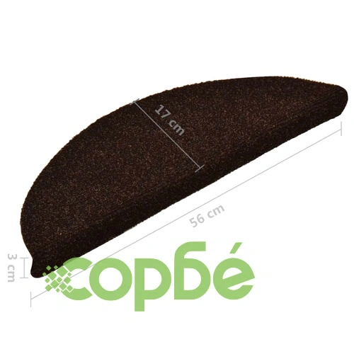 Самозалепващи се постелки за стълби, 15 бр., 56x17x3 см, тъмнокафяви, полукръгли ➤ топ цена ➤ sorbe.bg