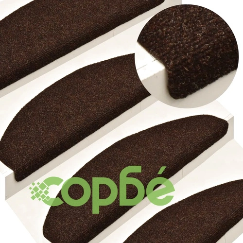 Самозалепващи се постелки за стълби, 15 бр., 56x17x3 см, кафяви, полукръгли ➤ топ цена ➤ sorbe.bg