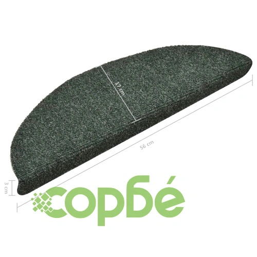 Самозалепващи се постелки за стълби, 15 бр., 56x17x3 см, зелени, полукръгли ➤ топ цена ➤ sorbe.bg