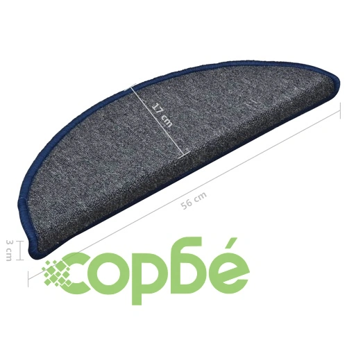 Изтривалки за стълби 15 бр. 56x17x3 см, тъмносиви и сини, полукръгли ➤ топ цена ➤ sorbe.bg