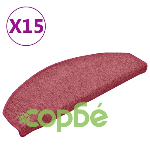 Изтривалки за стълби, 15 бр., 65x24x4 см, бордо, полукръгли, големи ➤ топ цена ➤ sorbe.bg