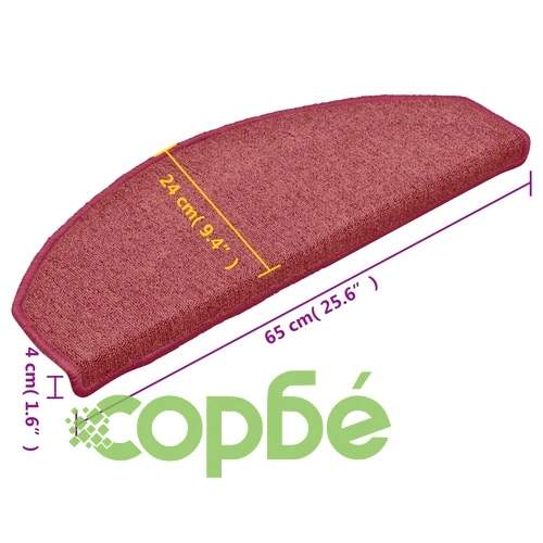 Изтривалки за стълби, 15 бр., 65x24x4 см, бордо, полукръгли, големи ➤ топ цена ➤ sorbe.bg