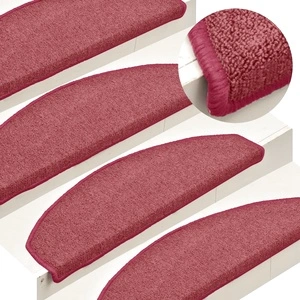 Изтривалки за стълби, 15 бр., 65x24x4 см, бордо, полукръгли, големи
