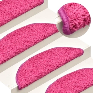 Изтривалки за стълби, 15 бр., 56x17x3 см, розови, полукръгли