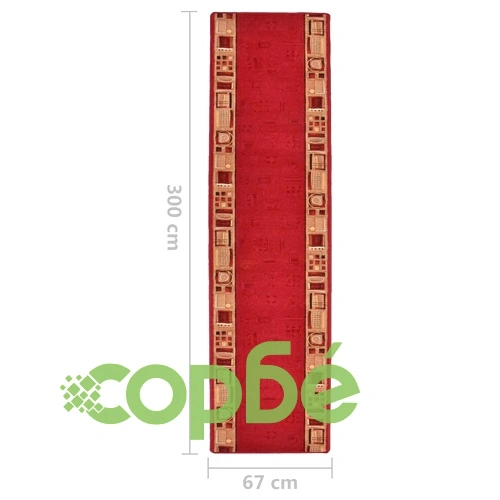Пътека с гел подложка, червена, 67x300 см ➤ топ цена ➤ sorbe.bg