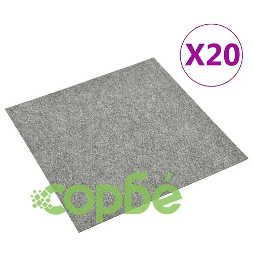 Плочки за под, килимни, 20 бр, 5 м², светлосиви ➤ топ цена ➤ sorbe.bg