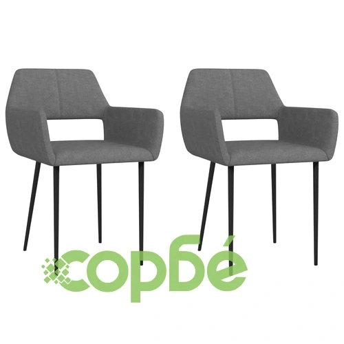 Трапезни столове, 2 бр, тъмносиви, текстил ➤ топ цена ➤ sorbe.bg