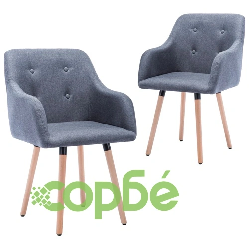 Трапезни столове, 2 бр, светлосиви, текстил ➤ топ цена ➤ sorbe.bg