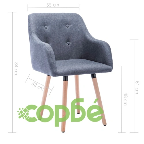 Трапезни столове, 2 бр, светлосиви, текстил ➤ топ цена ➤ sorbe.bg