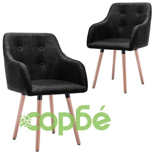 Трапезни столове, 2 бр, черни, текстил ➤ топ цена ➤ sorbe.bg