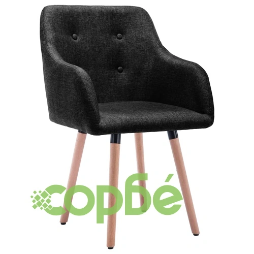 Трапезни столове, 2 бр, черни, текстил ➤ топ цена ➤ sorbe.bg