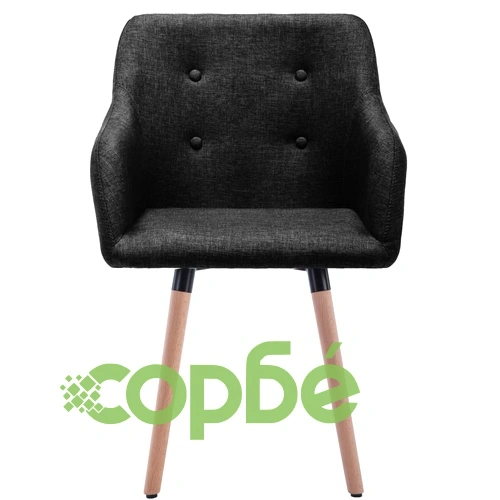 Трапезни столове, 2 бр, черни, текстил ➤ топ цена ➤ sorbe.bg