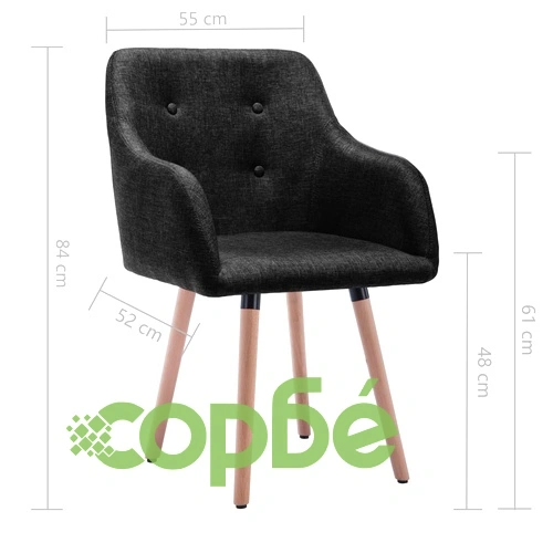 Трапезни столове, 2 бр, черни, текстил ➤ топ цена ➤ sorbe.bg