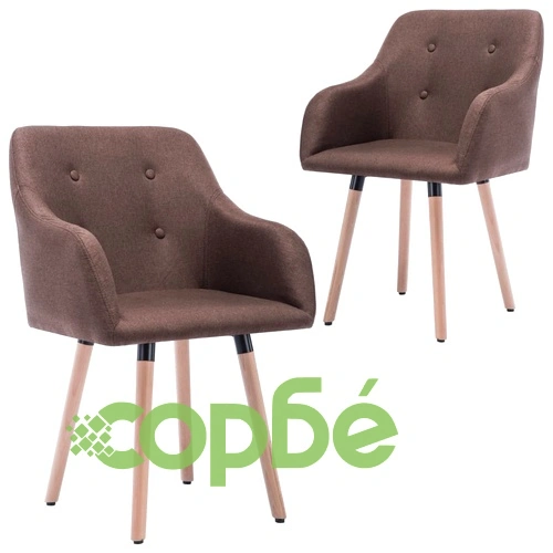 Трапезни столове, 2 бр, таупе, текстил ➤ топ цена ➤ sorbe.bg