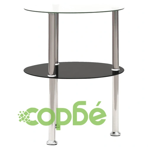 Странична маса 2 рафта прозрачно и черно 38 см закалено стъкло ➤ топ цена ➤ sorbe.bg