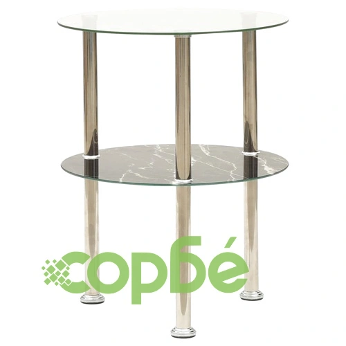 Странична маса 2 рафта прозрачно и черно 38 см закалено стъкло ➤ топ цена ➤ sorbe.bg