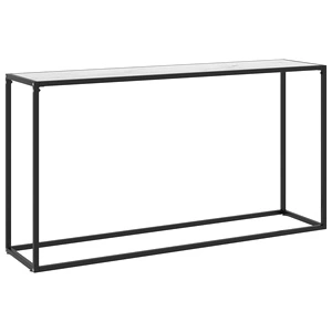 Конзолна маса, бяла, 140x35x75 cм, закалено стъкло