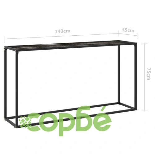 Конзолна маса, черна, 140x35x75 cм, закалено стъкло ➤ топ цена ➤ sorbe.bg