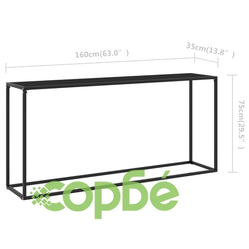 Конзолна маса, черна, 160x35x75 cм, закалено стъкло ➤ топ цена ➤ sorbe.bg