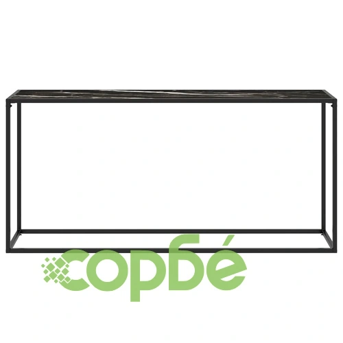 Конзолна маса, черна, 160x35x75 cм, закалено стъкло ➤ топ цена ➤ sorbe.bg