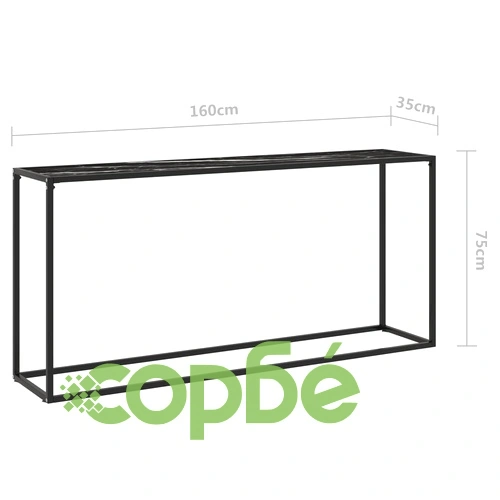 Конзолна маса, черна, 160x35x75 cм, закалено стъкло ➤ топ цена ➤ sorbe.bg