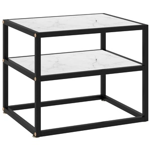 Конзолна маса, бяла, 50x40x40 cм, закалено стъкло