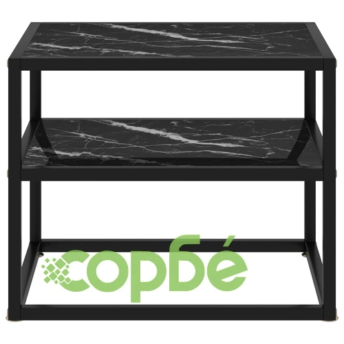 Конзолна маса, черна, 50x40x40 cм, закалено стъкло ➤ топ цена ➤ sorbe.bg