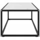 Кафе маса, черна, с бяло мраморно стъкло, 100x50x35 см