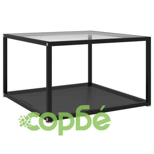 322891  Coffee Table Transparent and Black 60x60x35 cm Tempered Glass ➤ топ цена ➤ sorbe.bg