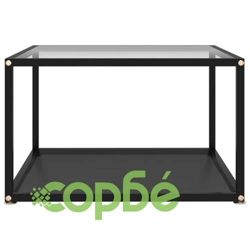 322891  Coffee Table Transparent and Black 60x60x35 cm Tempered Glass ➤ топ цена ➤ sorbe.bg