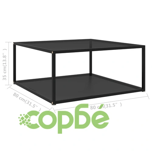 322893  Coffee Table Black 80x80x35 cm Tempered Glass ➤ топ цена ➤ sorbe.bg