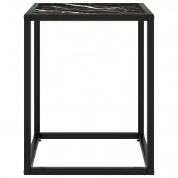 Кафе маса, черна, с черно мраморно стъкло, 40x40x50 см