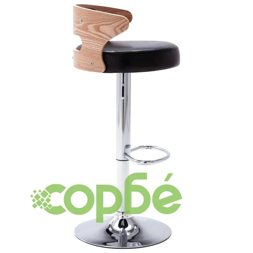 Бар табуретки, 2 бр, черни, извито дърво и изкуствена кожа ➤ топ цена ➤ sorbe.bg