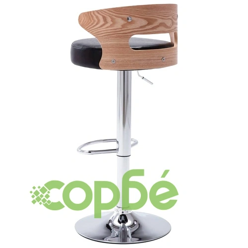 Бар табуретки, 2 бр, черни, извито дърво и изкуствена кожа ➤ топ цена ➤ sorbe.bg