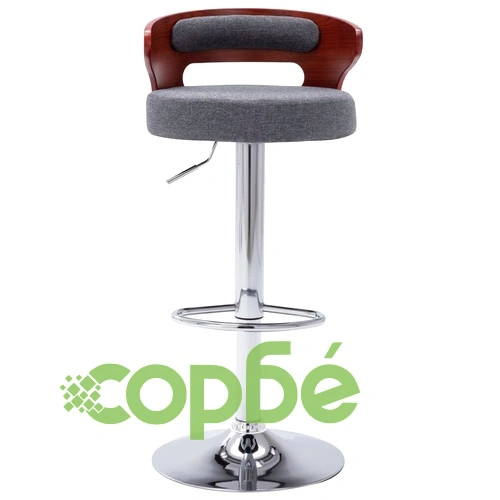 Бар табуретки, 2 бр, тъмносиви, извито дърво и текстил ➤ топ цена ➤ sorbe.bg