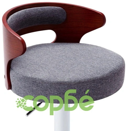 Бар табуретки, 2 бр, тъмносиви, извито дърво и текстил ➤ топ цена ➤ sorbe.bg