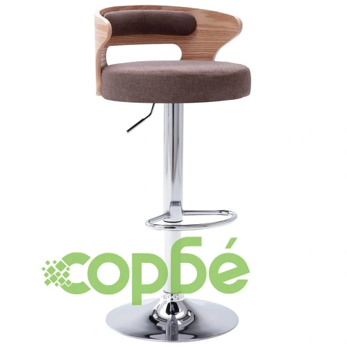 Бар табуретки, 2 бр, таупе, извито дърво и текстил ➤ топ цена ➤ sorbe.bg